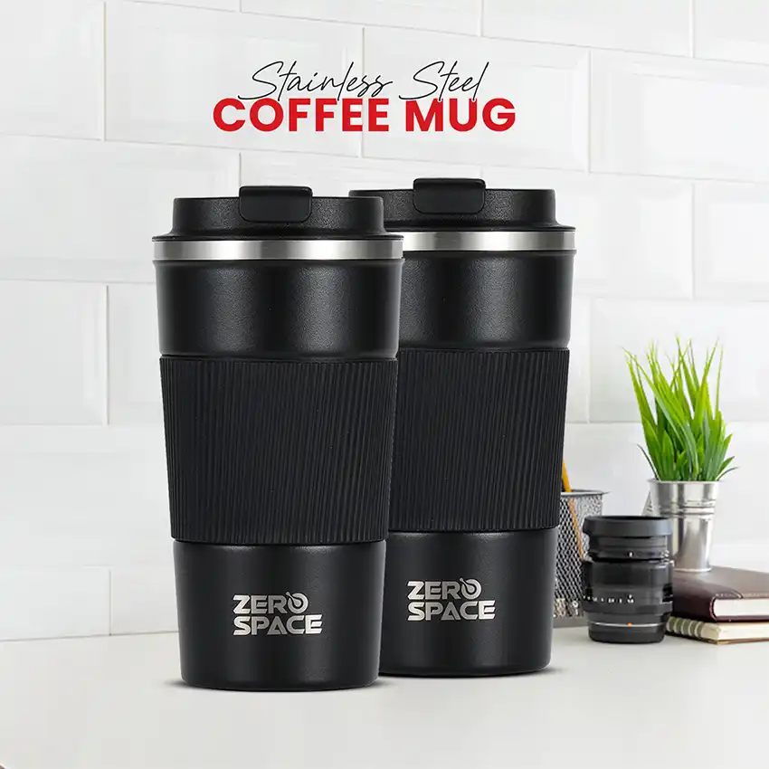 Travel Coffee Mug Black Pakistan — 500ml Stainless Steel Leakproof | ZeroSpace