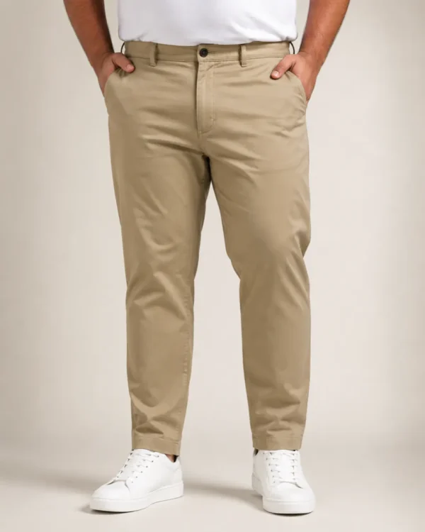 Plus size chino pants khaki front view XXL-XXXXL Pakistan