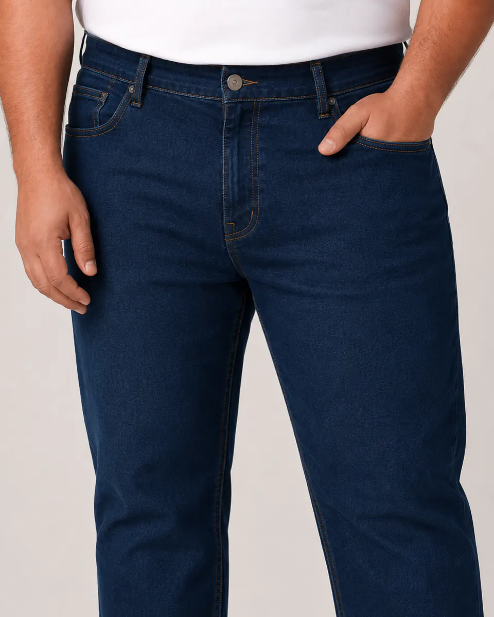 Plus size jeans waistband and front pocket close-up
