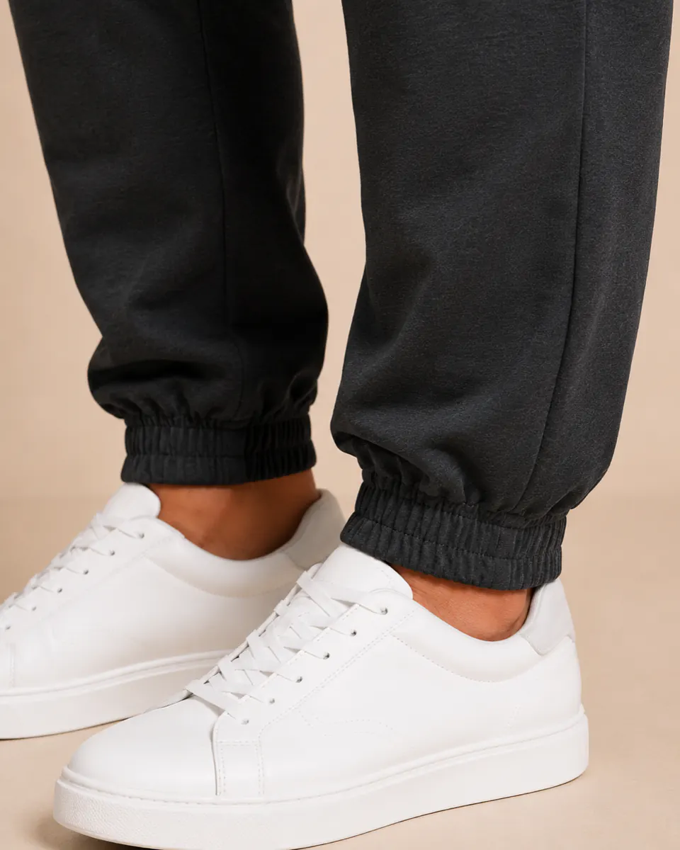 Plus size joggers tapered ankle cuff detail close-up