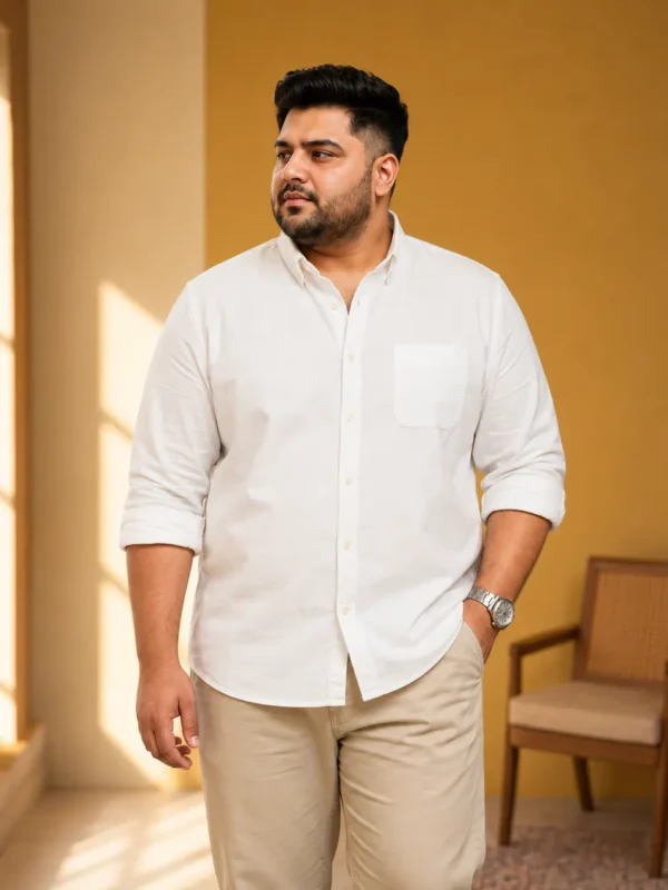 OutfitPlus XXL Casual Cotton Shirt, worn front view - Plus Size Menswear Pakistan