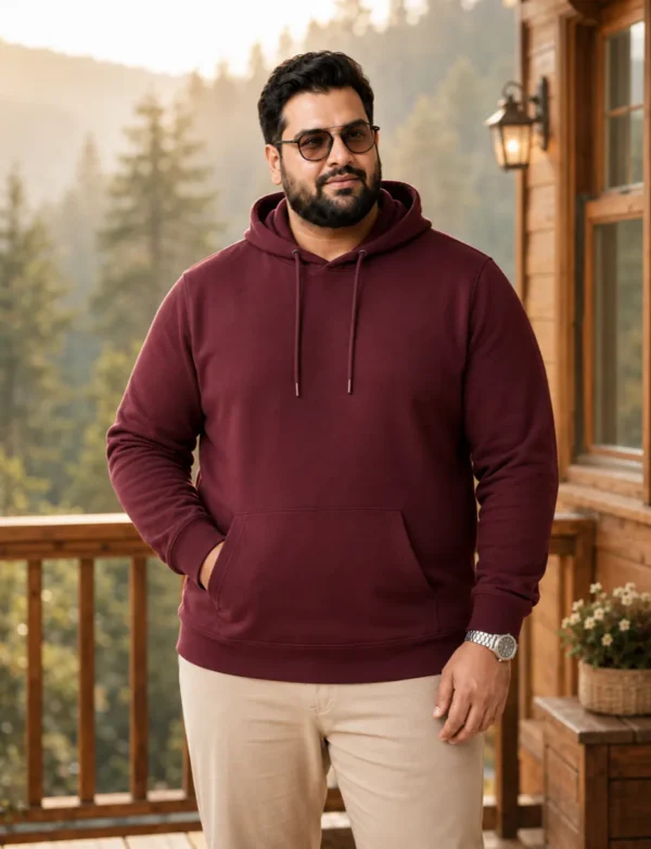 OutfitPlus XXL Pullover Hoodie, worn front view - Plus Size Menswear Pakistan