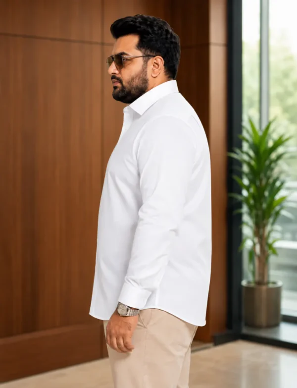OutfitPlus XXXL Formal Button-Down Shirt, worn front view - Plus Size Menswear Pakistan