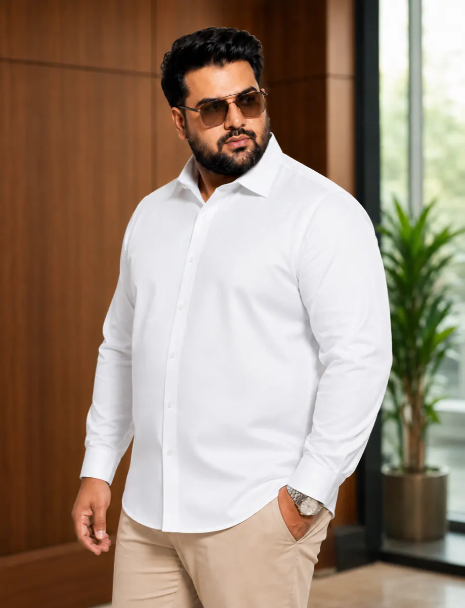 OutfitPlus XXXL Formal Button-Down Shirt, worn in side profile