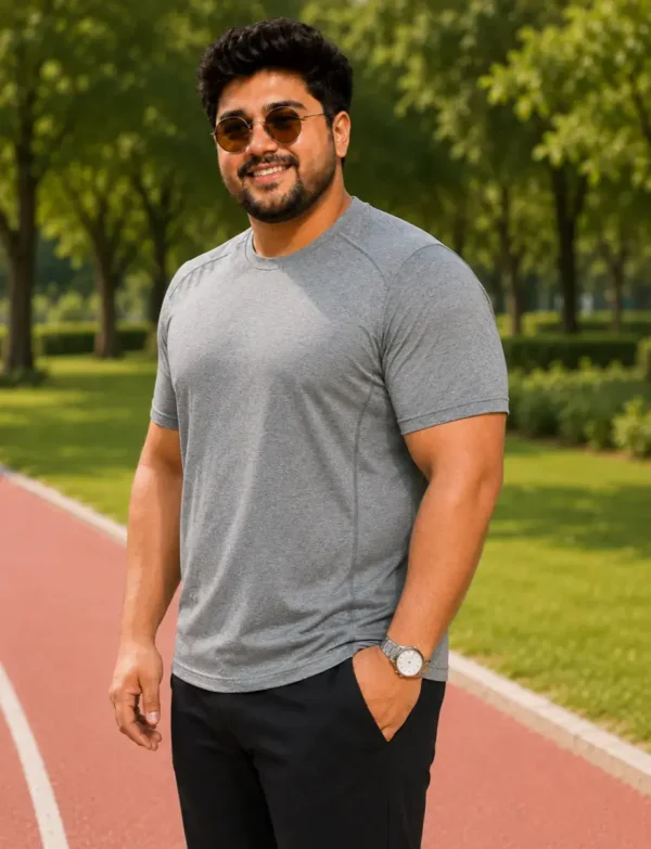 OutfitPlus XXXL Sport Active T-Shirt, worn front view - Plus Size Menswear Pakistan