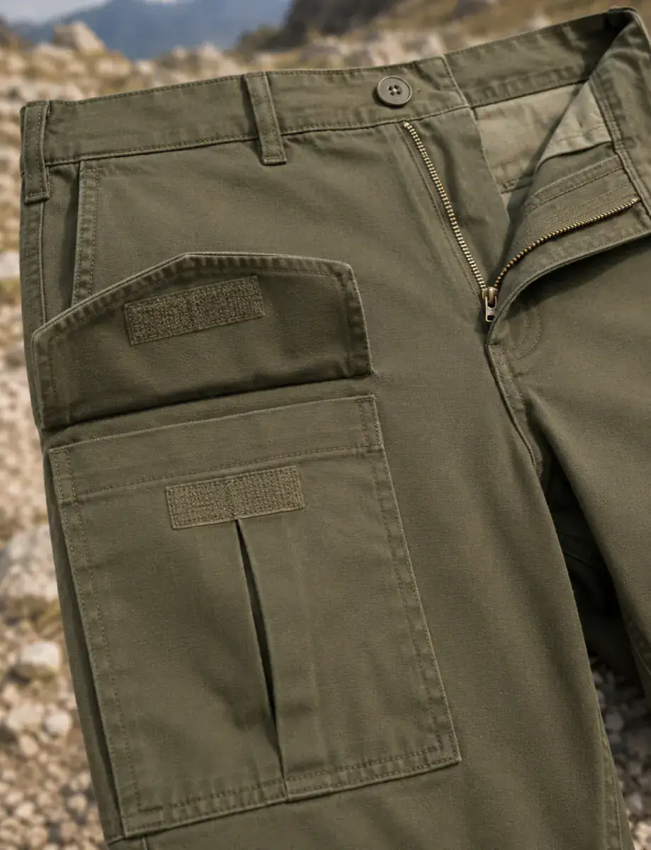 OutfitPlus XXXXL Plus Size Cargo Pants, close-up of the collar and fit detail