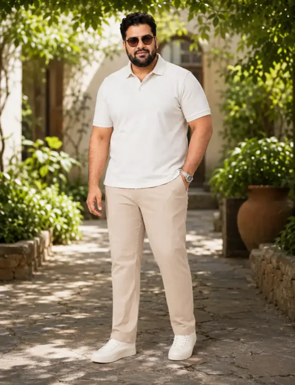 OutfitPlus XXXXL Plus Size Casual Trousers, worn front view - Plus Size Menswear Pakistan