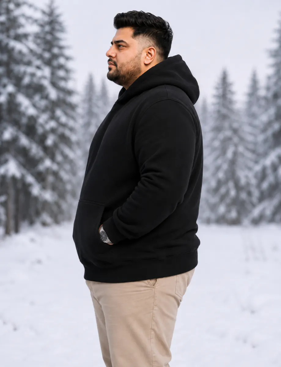 OutfitPlus XXXXL Fleece Hoodie, worn at a three-quarter angle