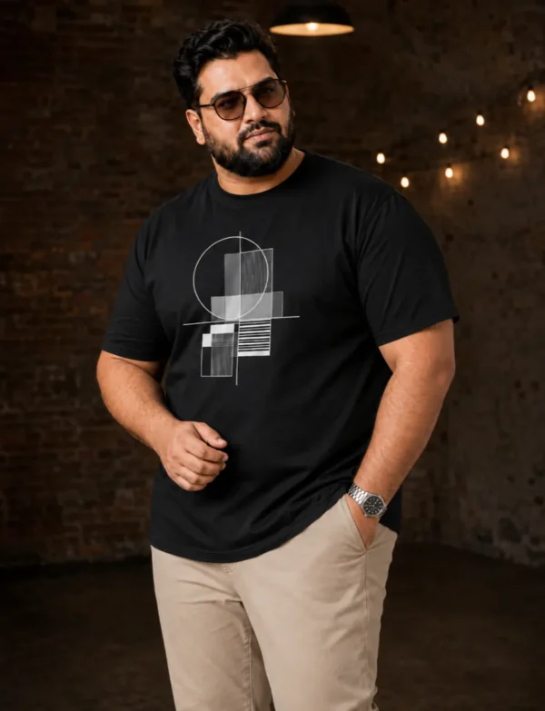 OutfitPlus XXXXL Graphic Printed T-Shirt, worn front view - Plus Size Menswear Pakistan