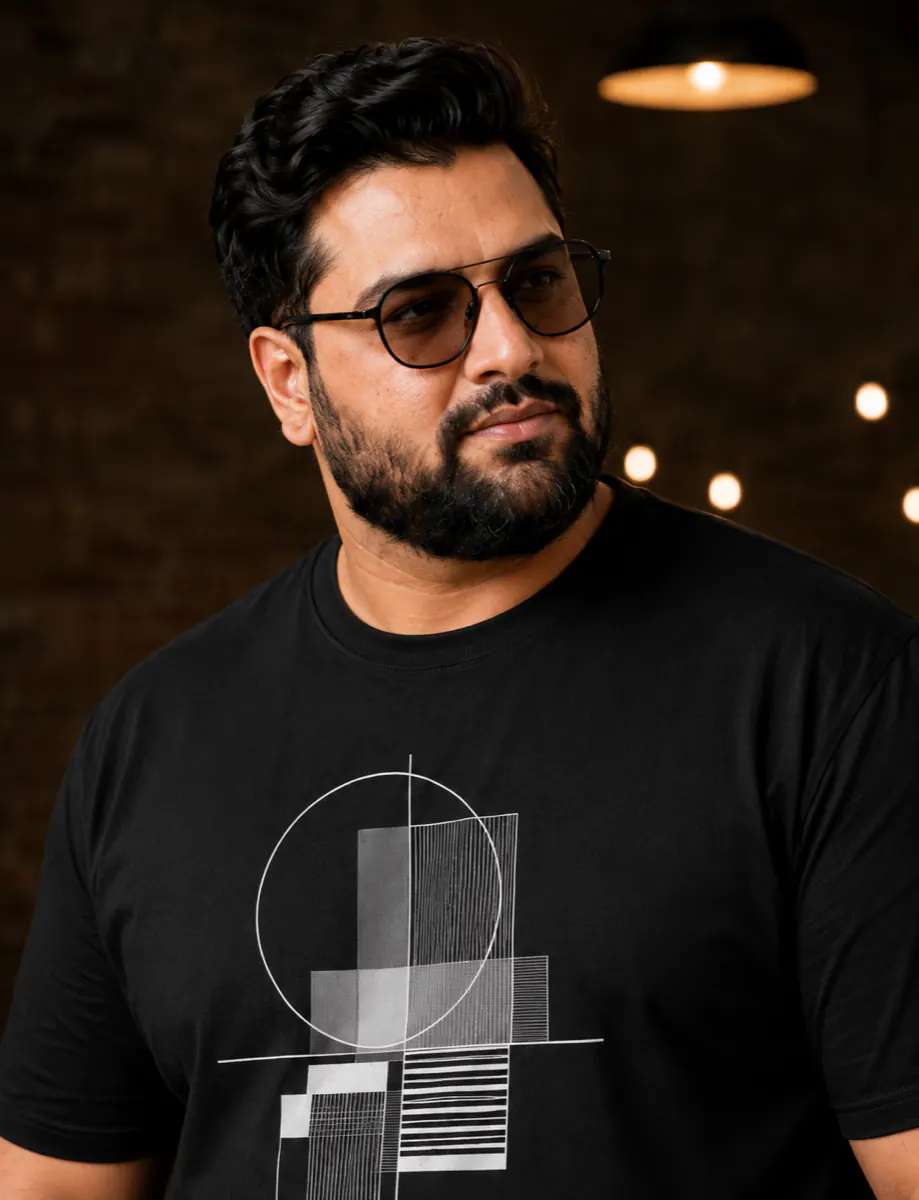 OutfitPlus XXXXL Graphic Printed T-Shirt, worn in side profile