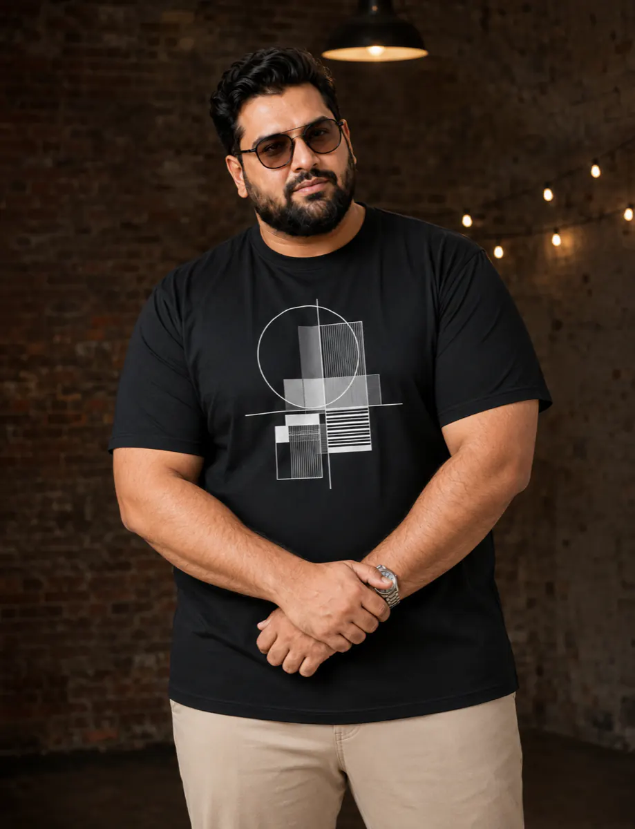 OutfitPlus XXXXL Graphic Printed T-Shirt, close-up of the fabric texture